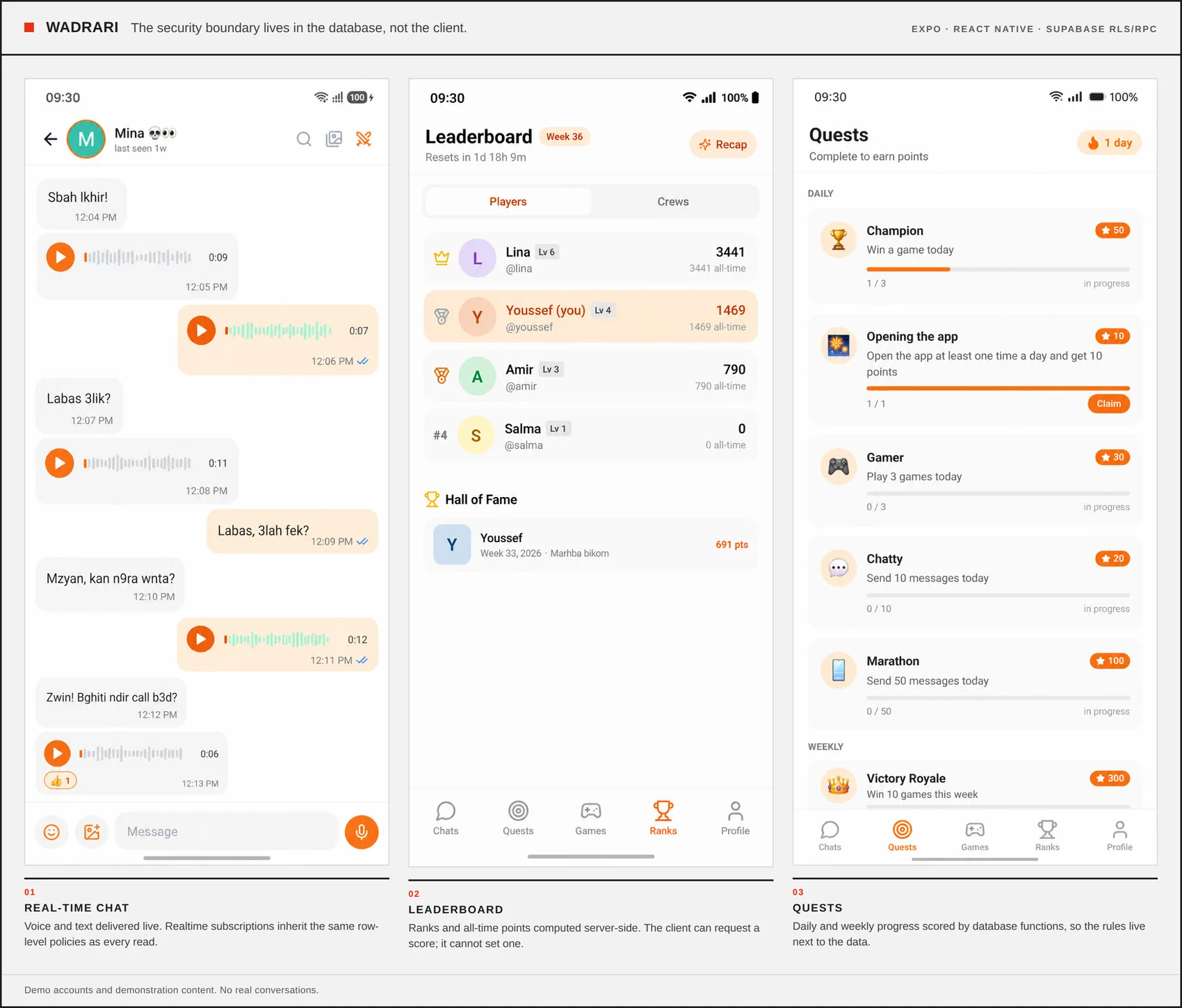 Wadrari — chat temps réel, classement, quêtes